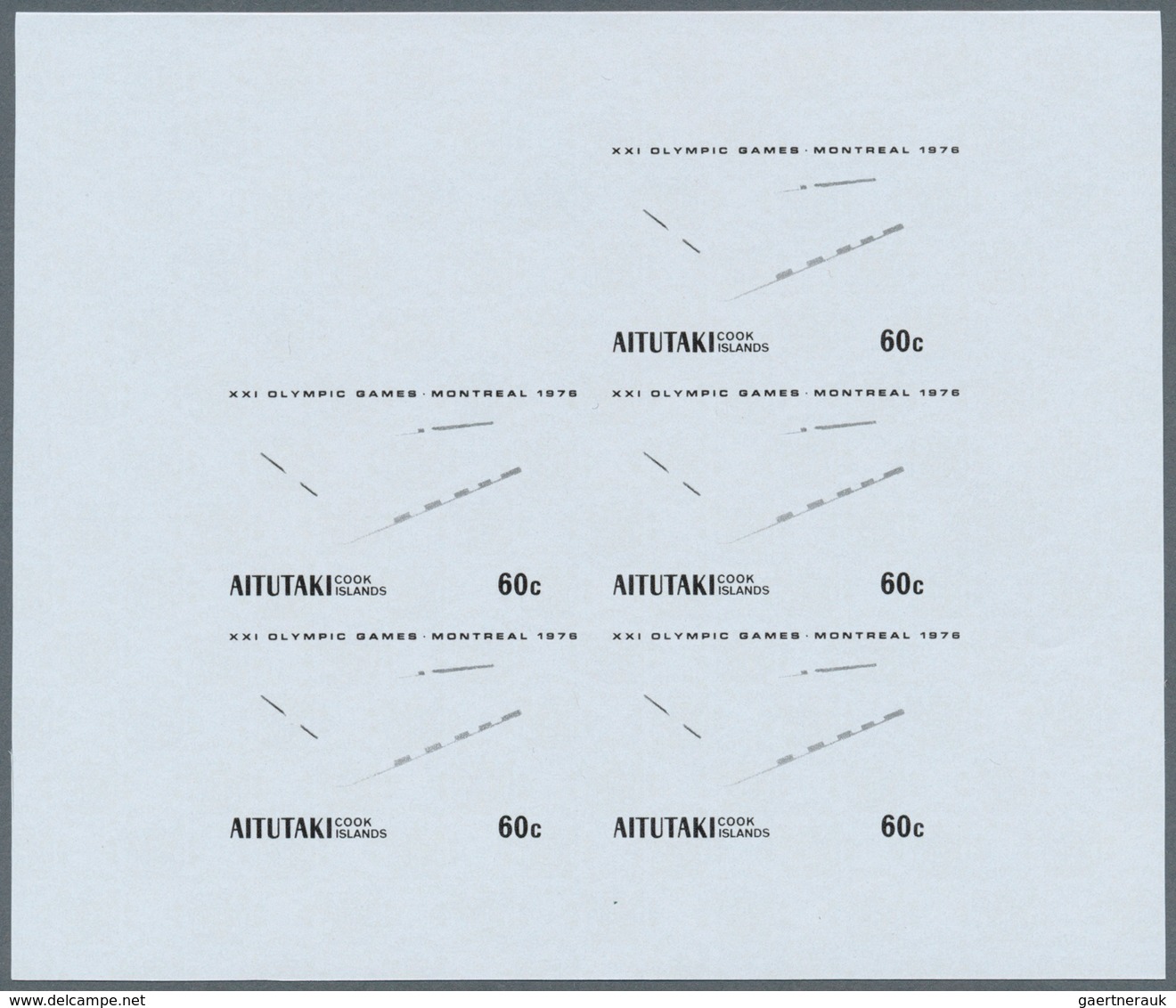 25322 Thematik: Olympische Spiele / olympic games: 1976, Aitutaki. Progressive proofs set of sheets for th