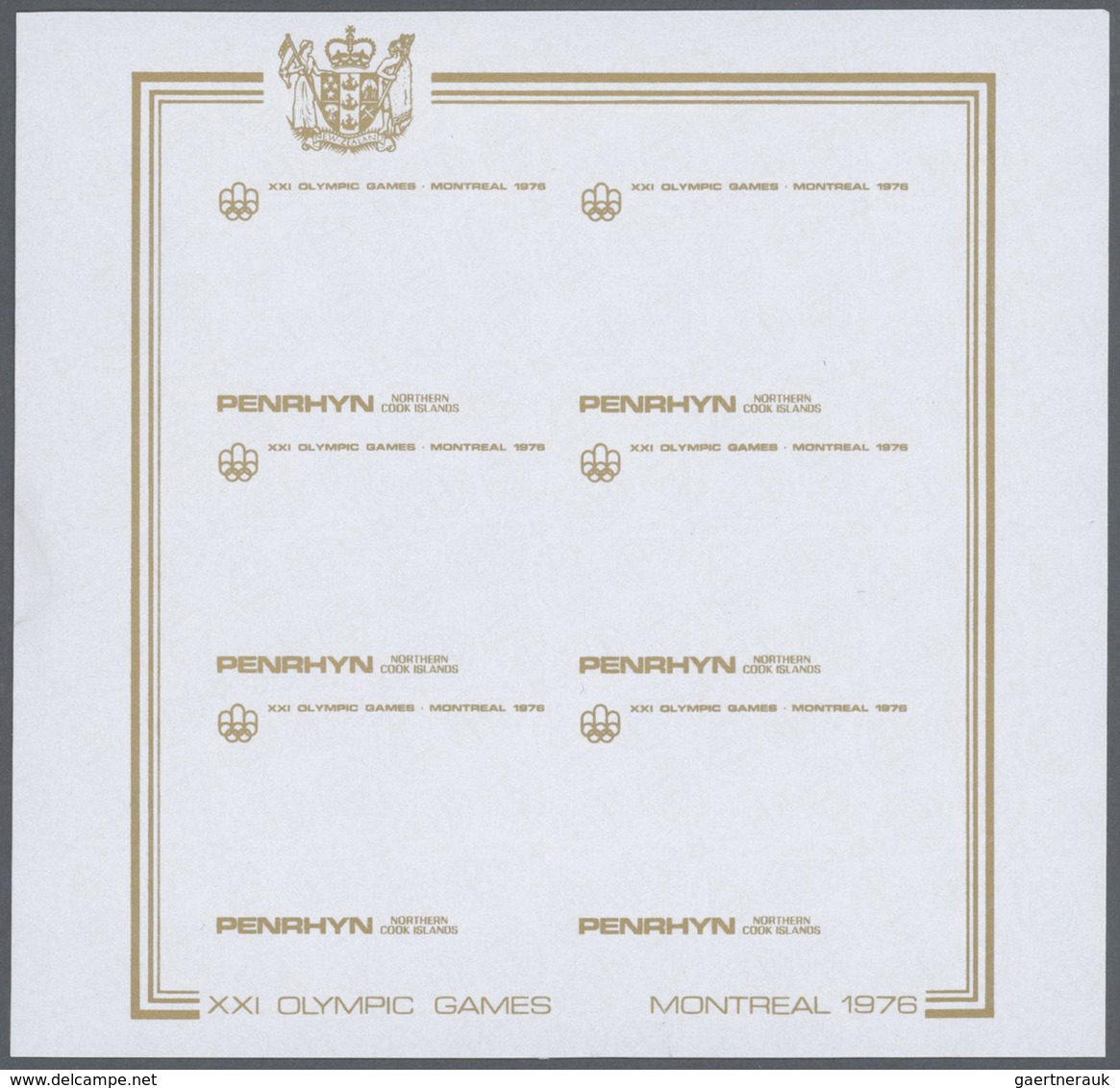 25328 Thematik: Olympische Spiele / olympic games: 1976, Penrhyn. Progressive proofs set of sheets for the