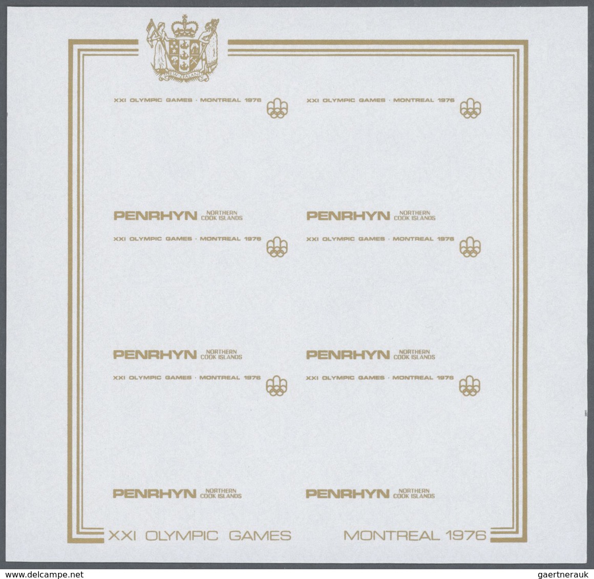 25328 Thematik: Olympische Spiele / olympic games: 1976, Penrhyn. Progressive proofs set of sheets for the