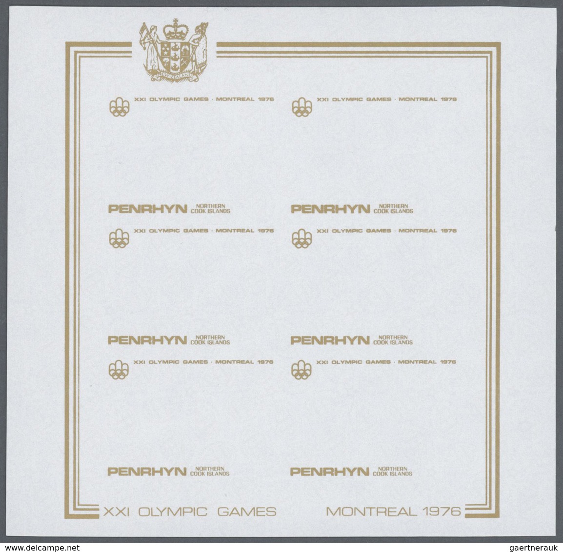 25328 Thematik: Olympische Spiele / olympic games: 1976, Penrhyn. Progressive proofs set of sheets for the