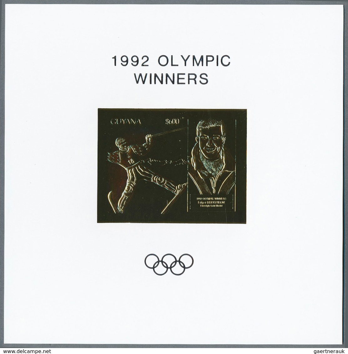 25345 Thematik: Olympische Spiele / Olympic Games: 1992, Guyana. Lot Containing 20 GOLD Stamp Souvenir She - Autres & Non Classés