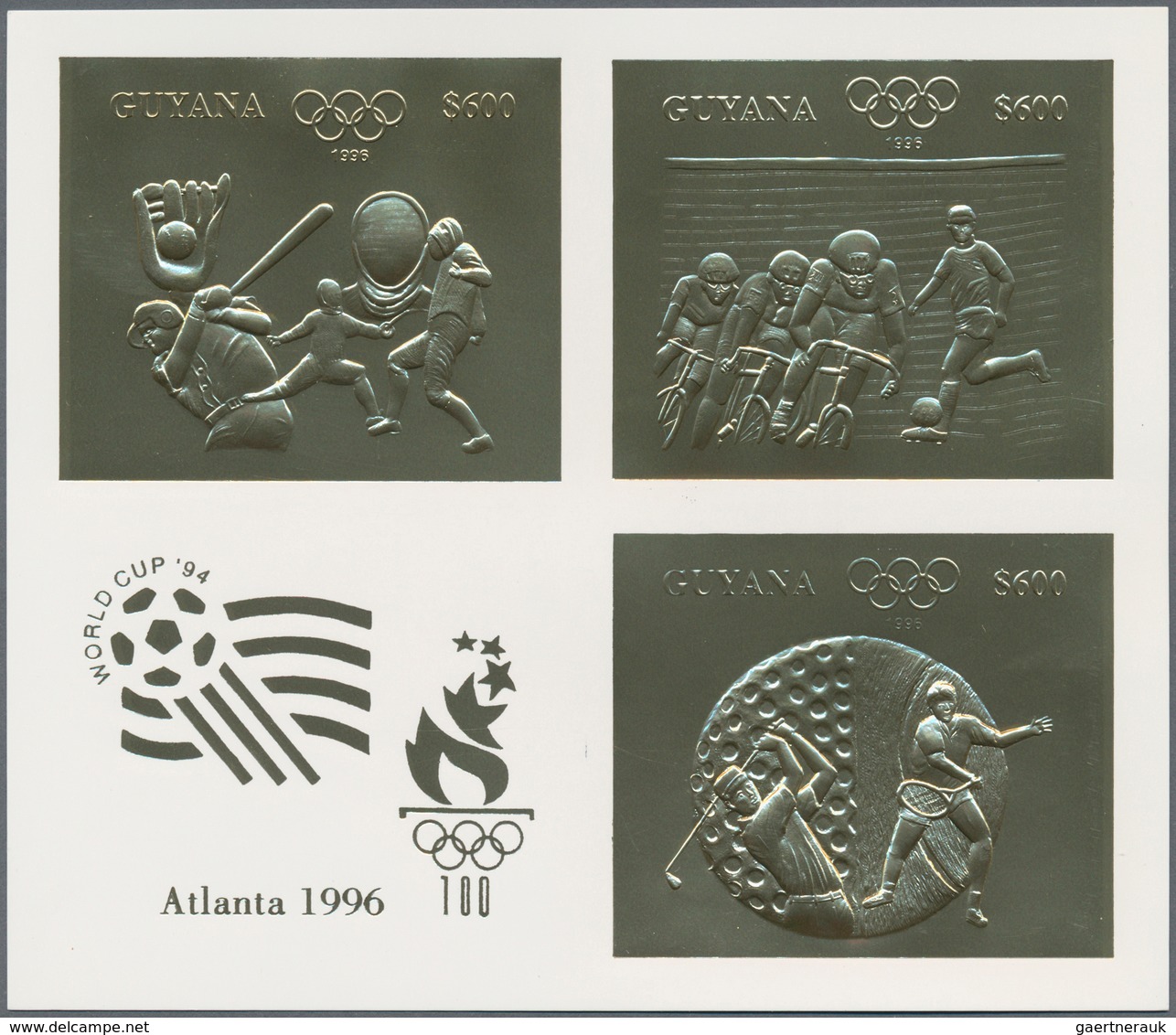 25356 Thematik: Olympische Spiele / Olympic Games: 1993, Guyana. Set Of 50 GOLD Miniature Sheets Of 3 (Mi. - Autres & Non Classés