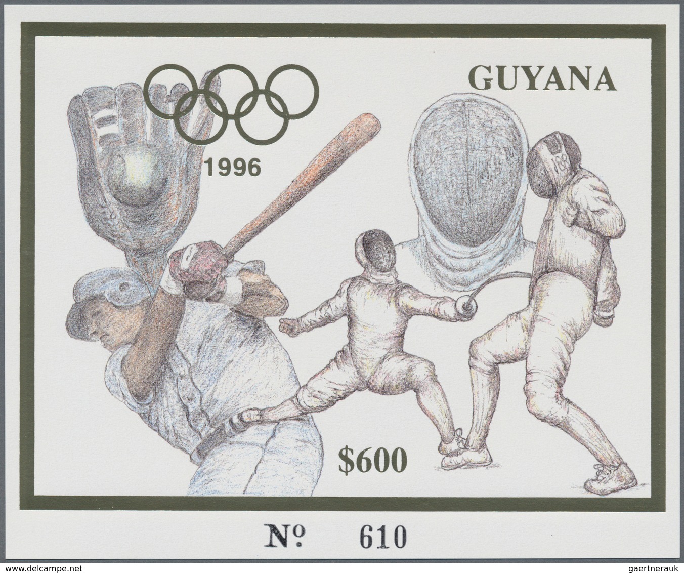 25359 Thematik: Olympische Spiele / olympic games: 1993, Guyana. Complete set of 5 times 2 GOLD and SILVER