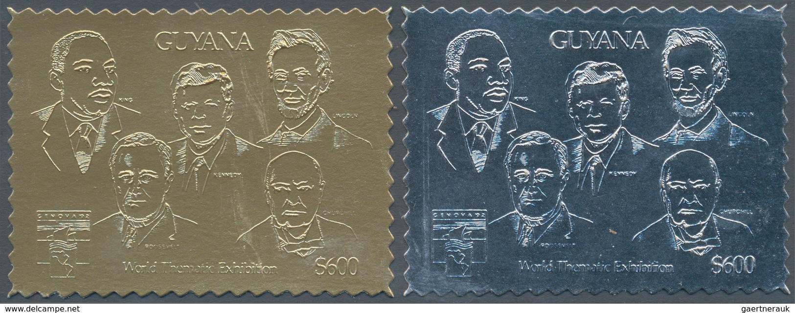 25373 Thematik: Persönlichkeiten / Personalities: 1992, Guyana. Lot Containing 100 GOLD Stamps And 100 SIL - Autres & Non Classés