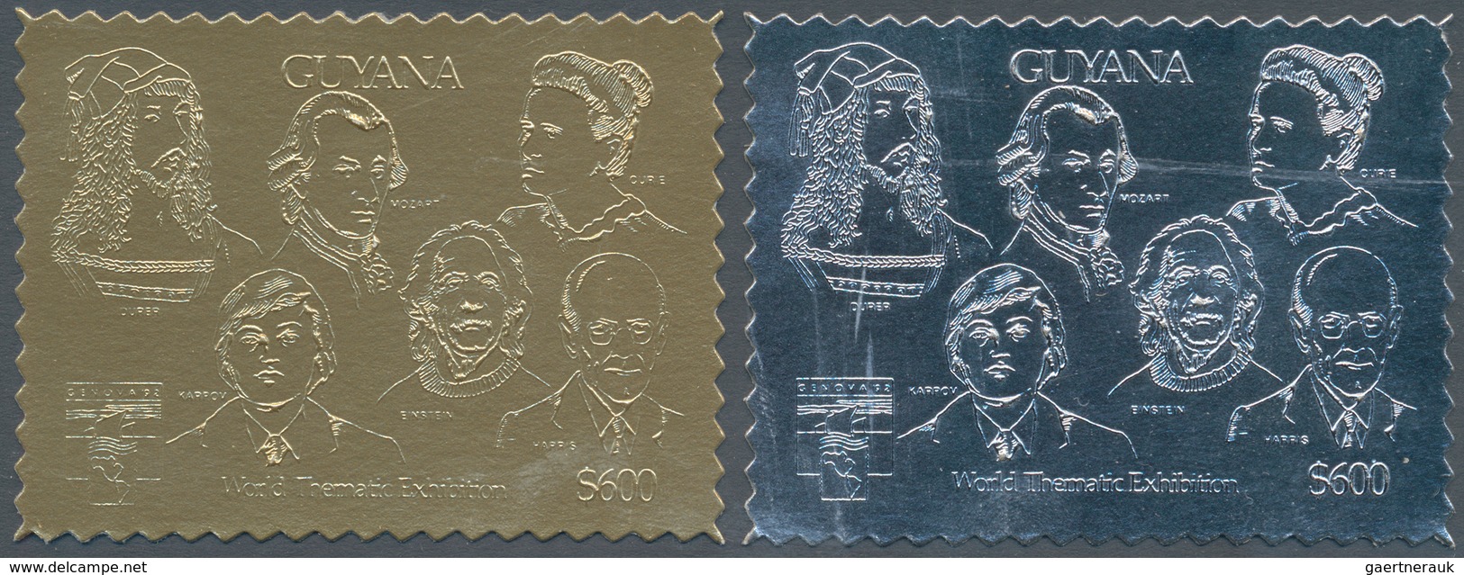 25376 Thematik: Persönlichkeiten / Personalities: 1992, Guyana. Lot Of 100 GOLD Stamps And 100 SILVER Stam - Autres & Non Classés