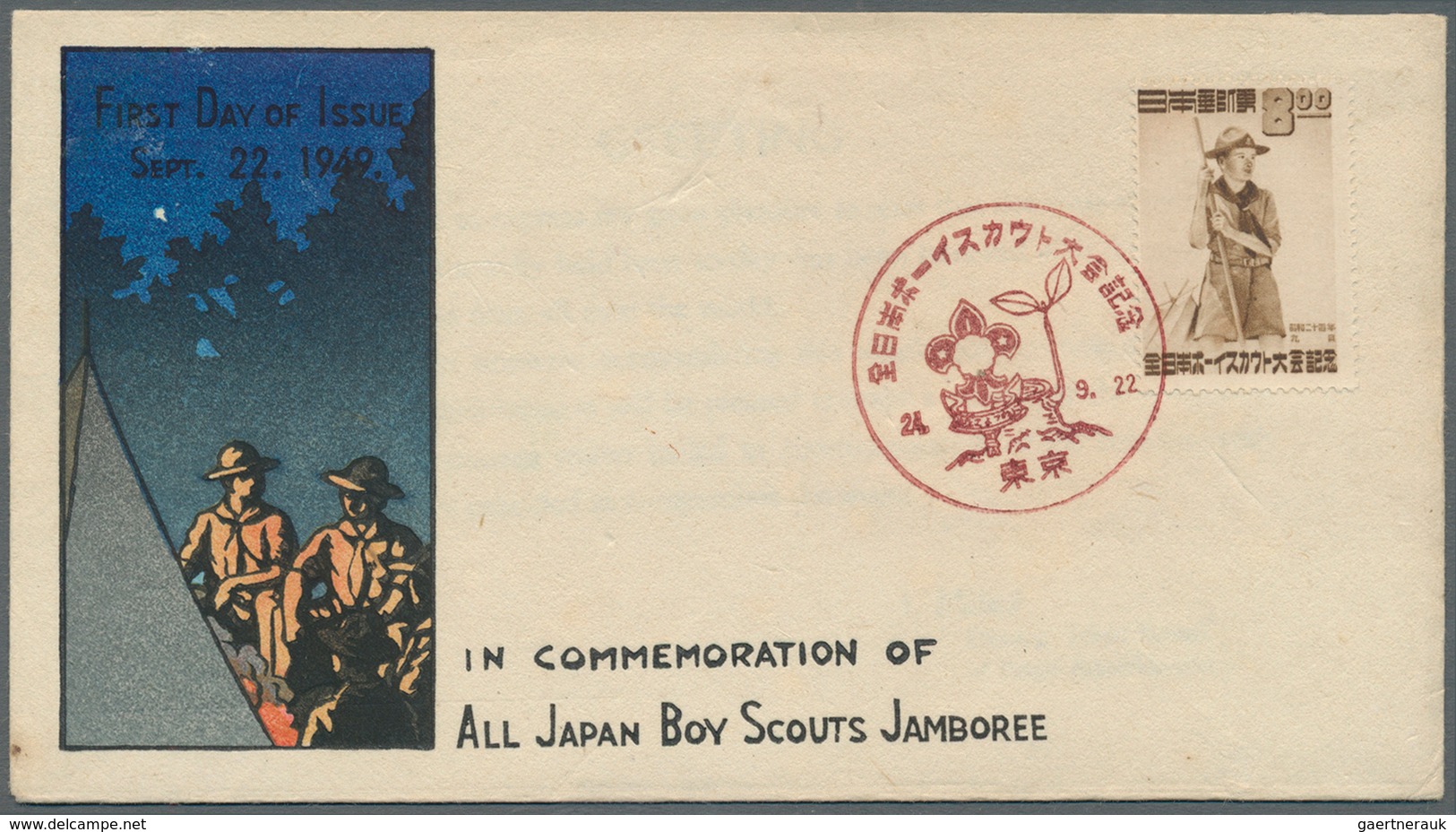 25403 Thematik: Pfadfinder / Boy Scouts: 1949/59, Japan, Covers/FDC (9) Mostly W. 1949 Boy Scout Stamp Inc - Autres & Non Classés