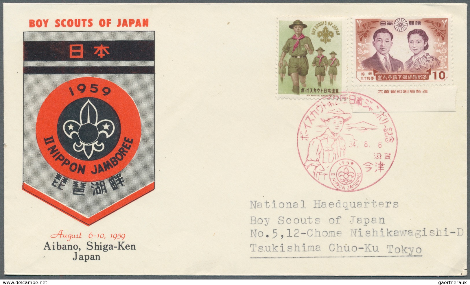 25403 Thematik: Pfadfinder / boy scouts: 1949/59, Japan, covers/FDC (9) mostly w. 1949 boy scout stamp inc