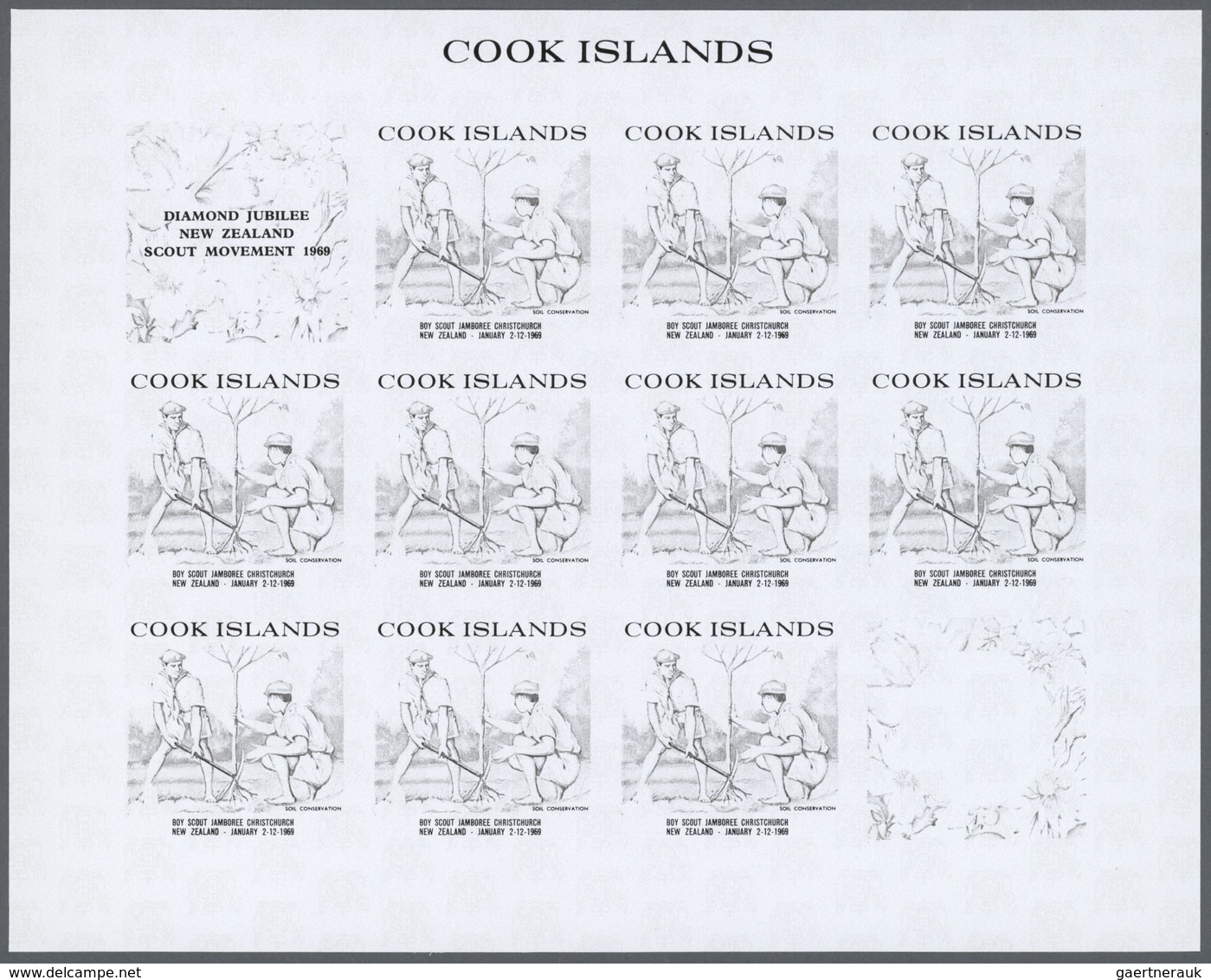 25410 Thematik: Pfadfinder / Boy Scouts: 1969, Cook Islands. Progressive Proofs Set Of Sheets For The Issu - Autres & Non Classés