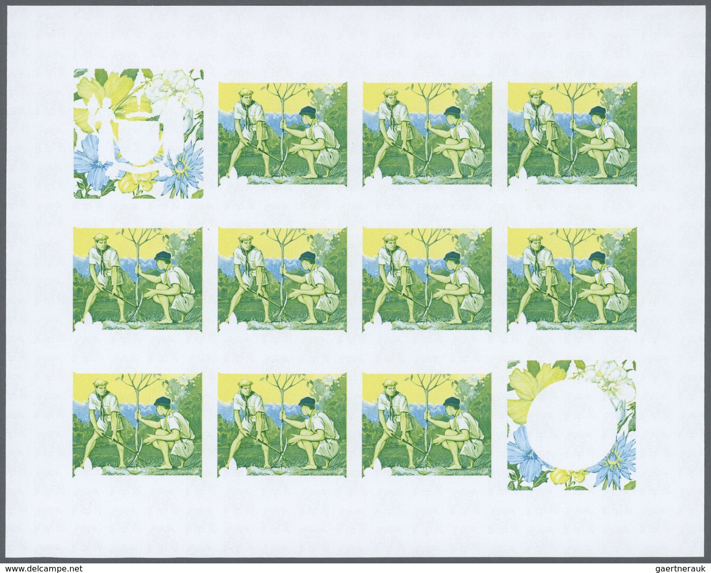 25410 Thematik: Pfadfinder / boy scouts: 1969, Cook Islands. Progressive proofs set of sheets for the issu