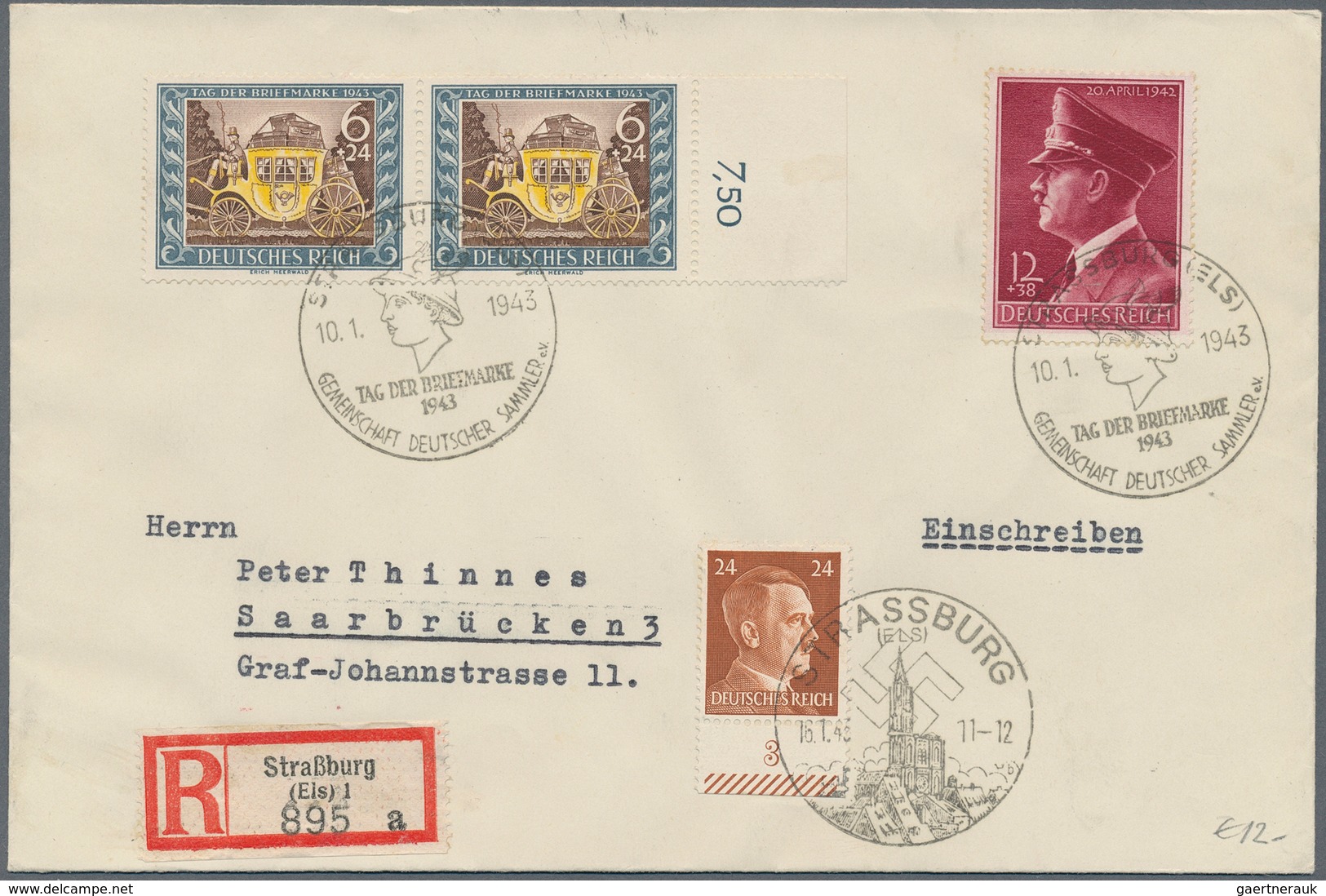 25419 Thematik: Philatelie - Tag der Briefmarke / stamp days: 1939/1944: Bestand von 380 meist verschieden