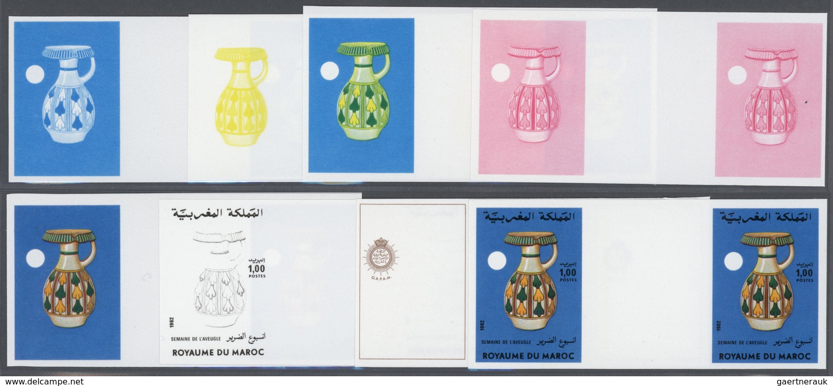 25439 Thematik: Porzellan-Keramik / Porcelain-ceramics: 1982, Morocco. Lot Containing Progressive Proofs ( - Porcelaine