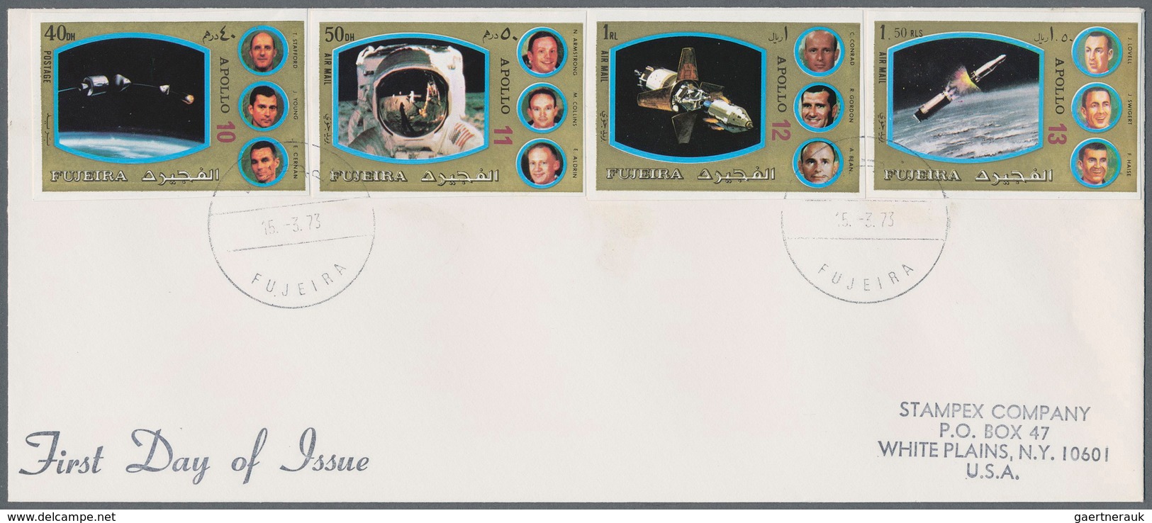 25463 Thematik: Raumfahrt / astronautics: 1969/1973, Ajman/Fujeira, group of 18 covers (registered airmail