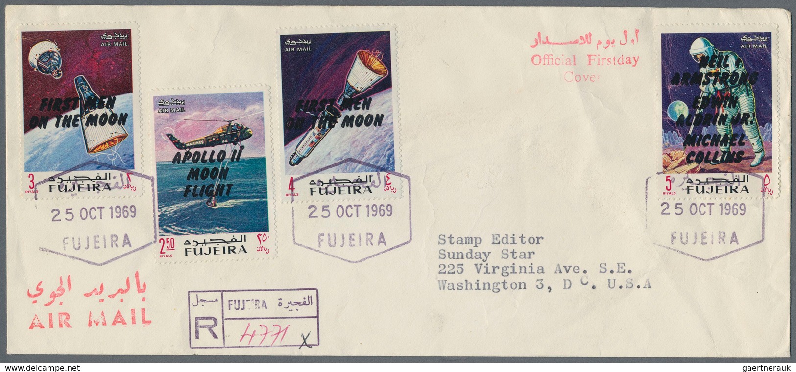 25463 Thematik: Raumfahrt / astronautics: 1969/1973, Ajman/Fujeira, group of 18 covers (registered airmail