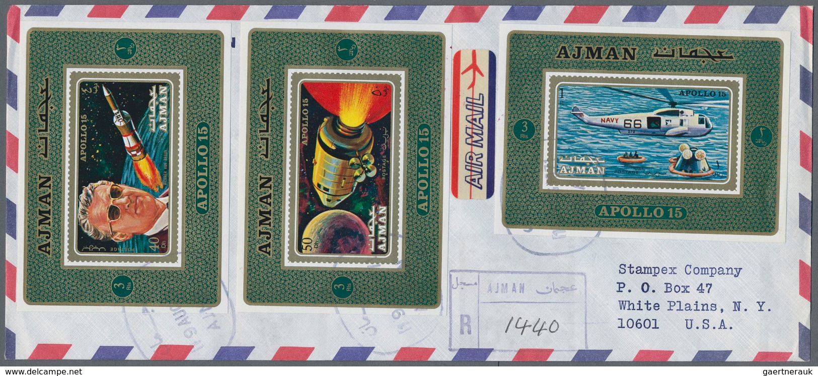 25463 Thematik: Raumfahrt / astronautics: 1969/1973, Ajman/Fujeira, group of 18 covers (registered airmail