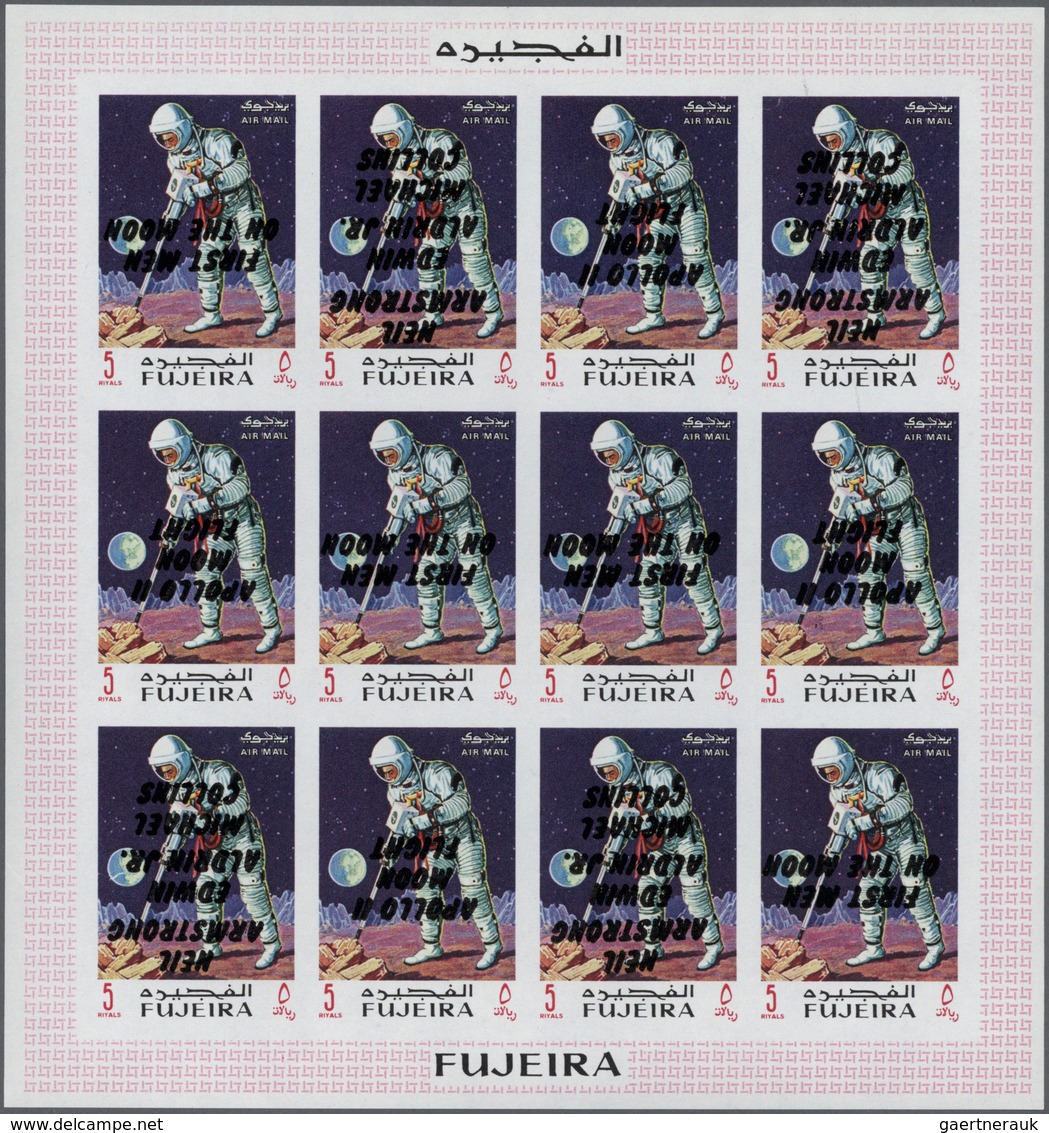 25470 Thematik: Raumfahrt / Astronautics: 1969, Fujeira, "Apollo Flight" Issues With INVERTED Overprints, - Autres & Non Classés