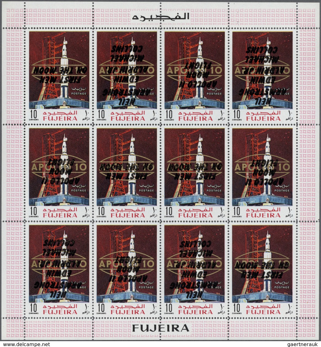 25470 Thematik: Raumfahrt / Astronautics: 1969, Fujeira, "Apollo Flight" Issues With INVERTED Overprints, - Autres & Non Classés