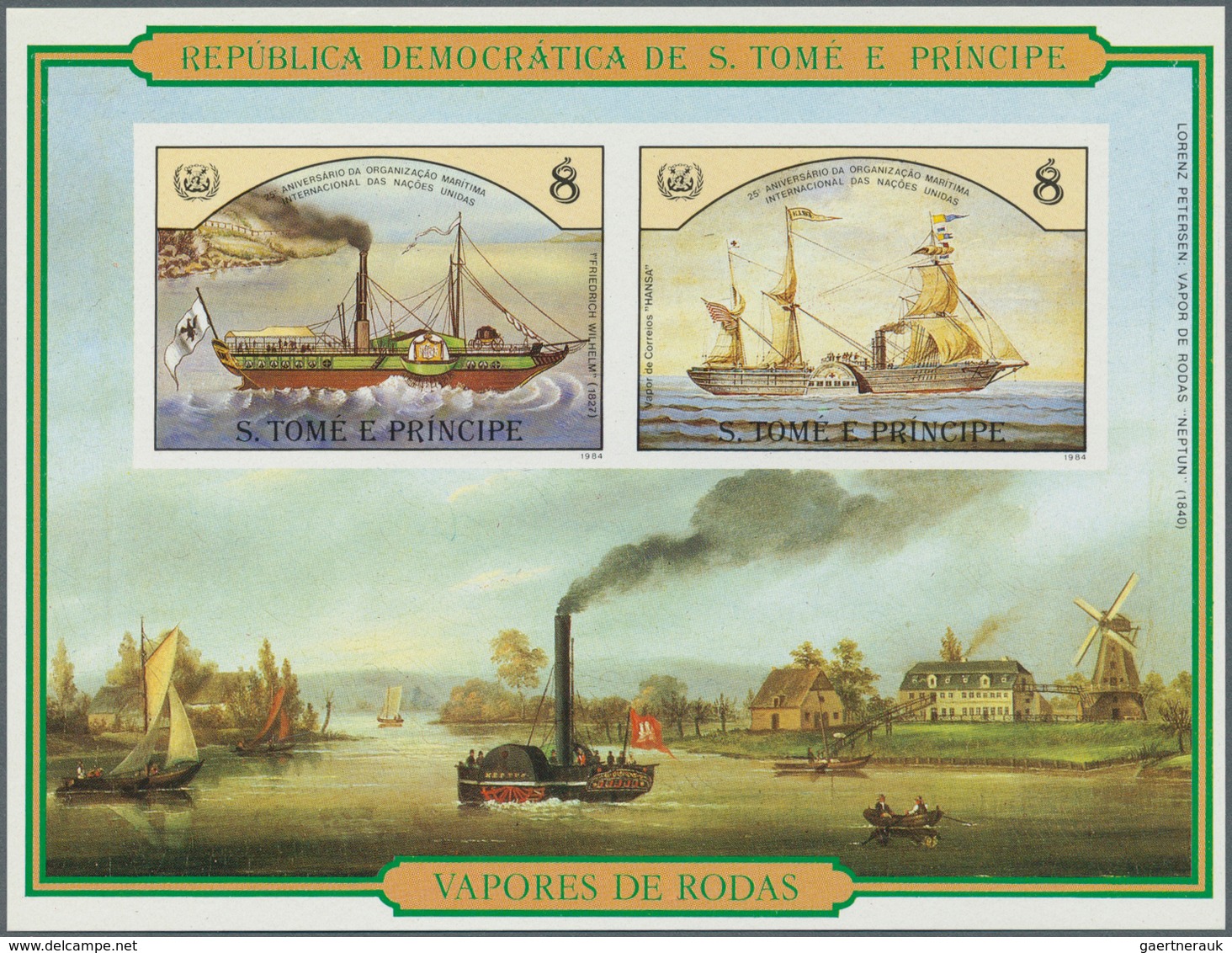 25514 Thematik: Schiffe / Ships: 1984, SAO TOME E PRINCIPE: Paddle Steamers Set Of Six Different IMPERFORA - Bateaux