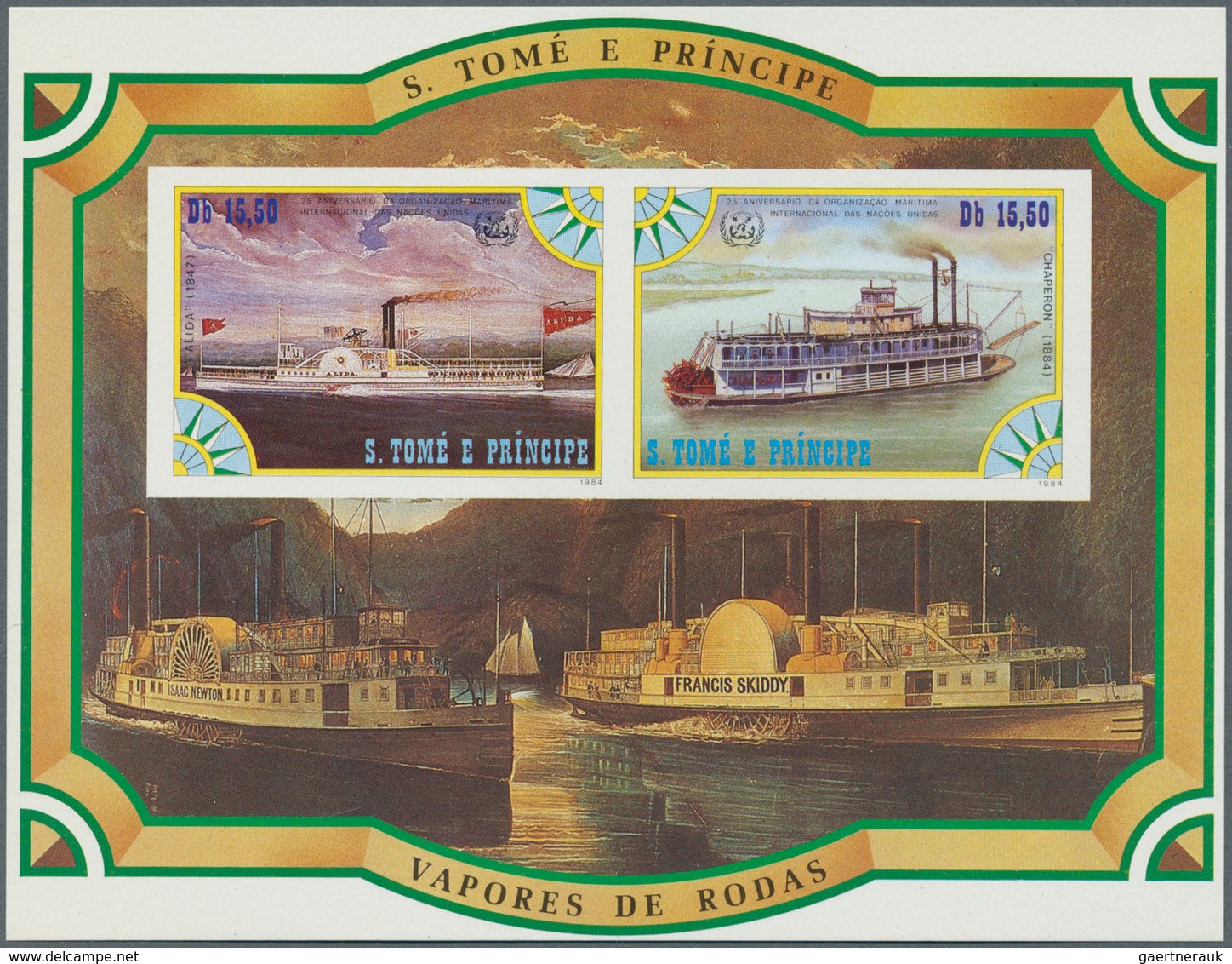 25514 Thematik: Schiffe / Ships: 1984, SAO TOME E PRINCIPE: Paddle Steamers Set Of Six Different IMPERFORA - Bateaux