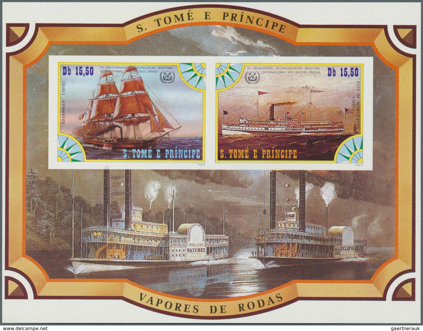 25514 Thematik: Schiffe / Ships: 1984, SAO TOME E PRINCIPE: Paddle Steamers Set Of Six Different IMPERFORA - Bateaux