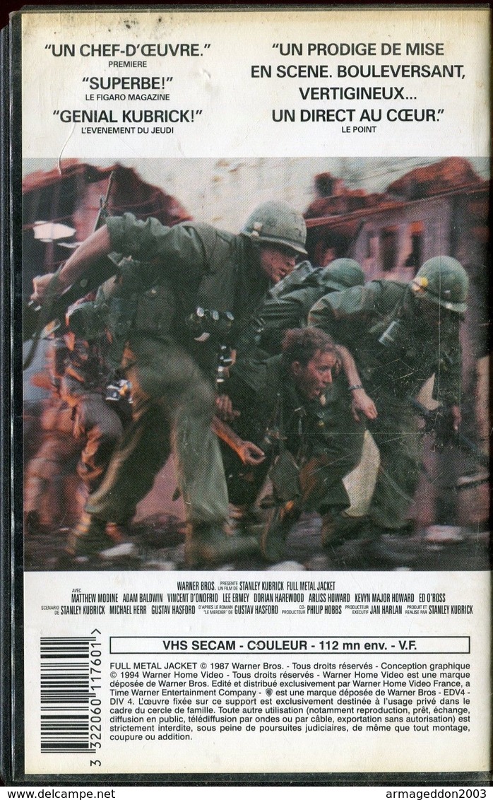 K7 VHS CASSETTE VIDEO - FULL METAL JACKET - Actie, Avontuur