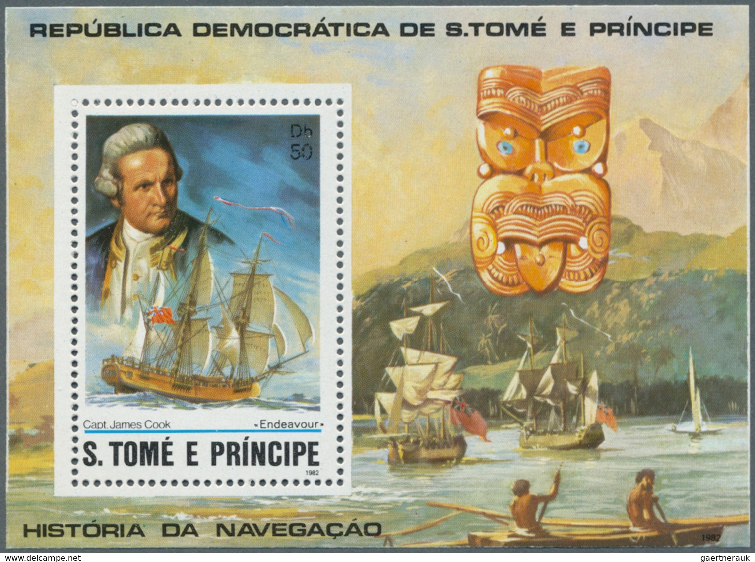 25539 Thematik: Seefahrer, Entdecker / Sailors, Discoverers: 1982, SAO TOME E PRINCIPE: Navigators With He - Explorateurs