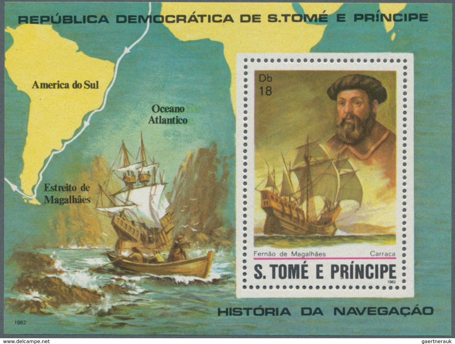 25539 Thematik: Seefahrer, Entdecker / Sailors, Discoverers: 1982, SAO TOME E PRINCIPE: Navigators With He - Explorateurs