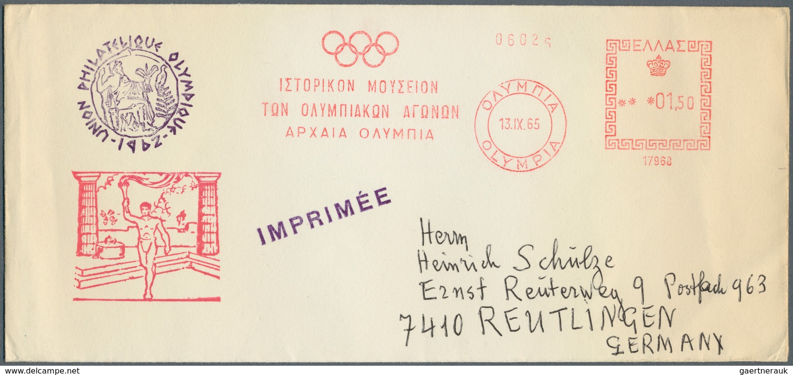 25555 Thematik: Sport / sport: 1936-1980, umfangreiche Partie mit Briefen, Stempel-Belegen und Ganzsachen,