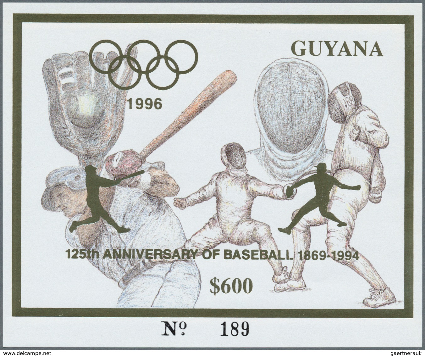 25562 Thematik: Sport-Baseball / Sport-baseball: 1993, Guyana. Lot Of 100 GOLD Blocks $600 Olympic Games A - Base-Ball