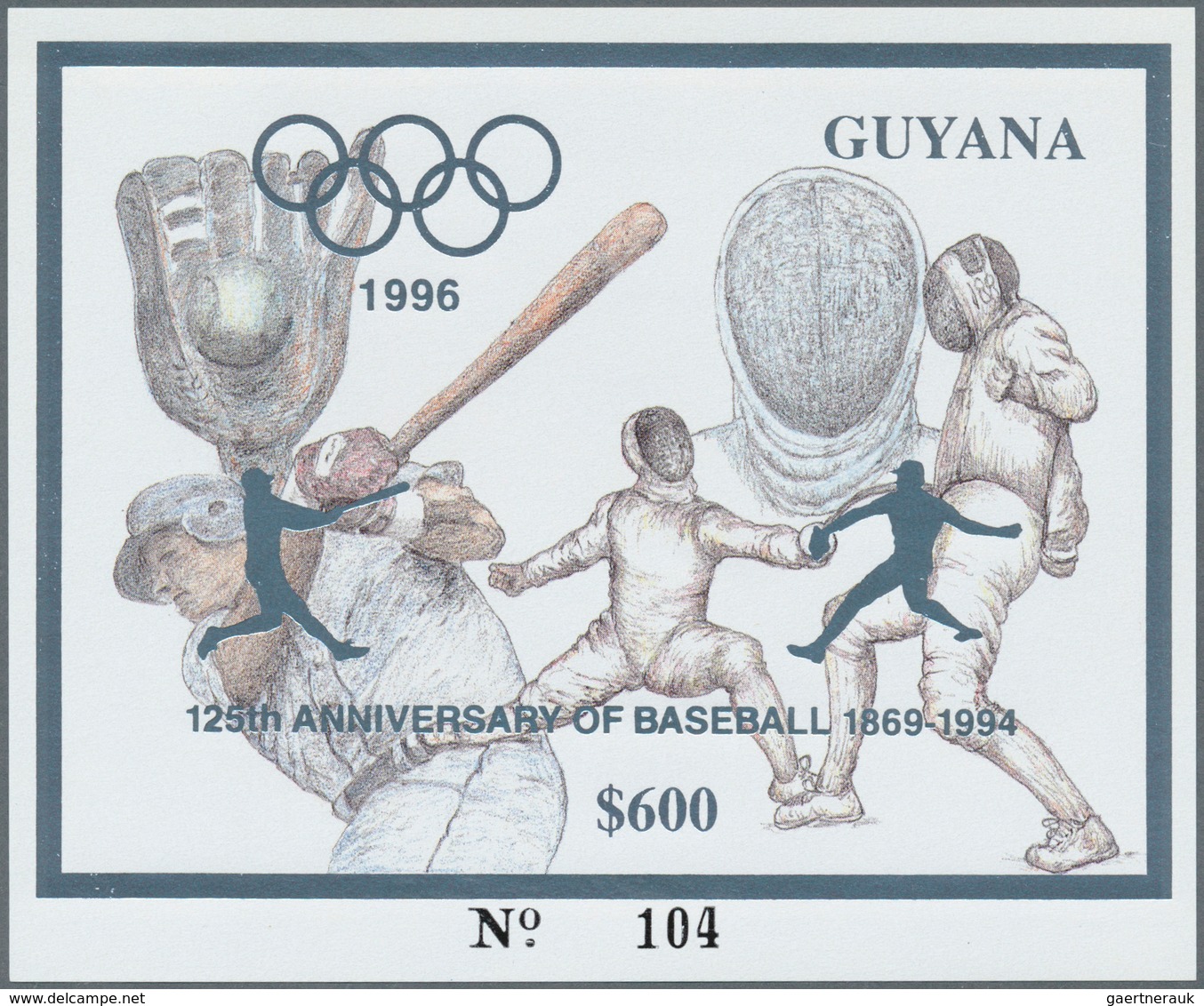 25563 Thematik: Sport-Baseball / Sport-baseball: 1993, Guyana. Lot Of 100 SILVER Blocks $600 Olympic Games - Base-Ball