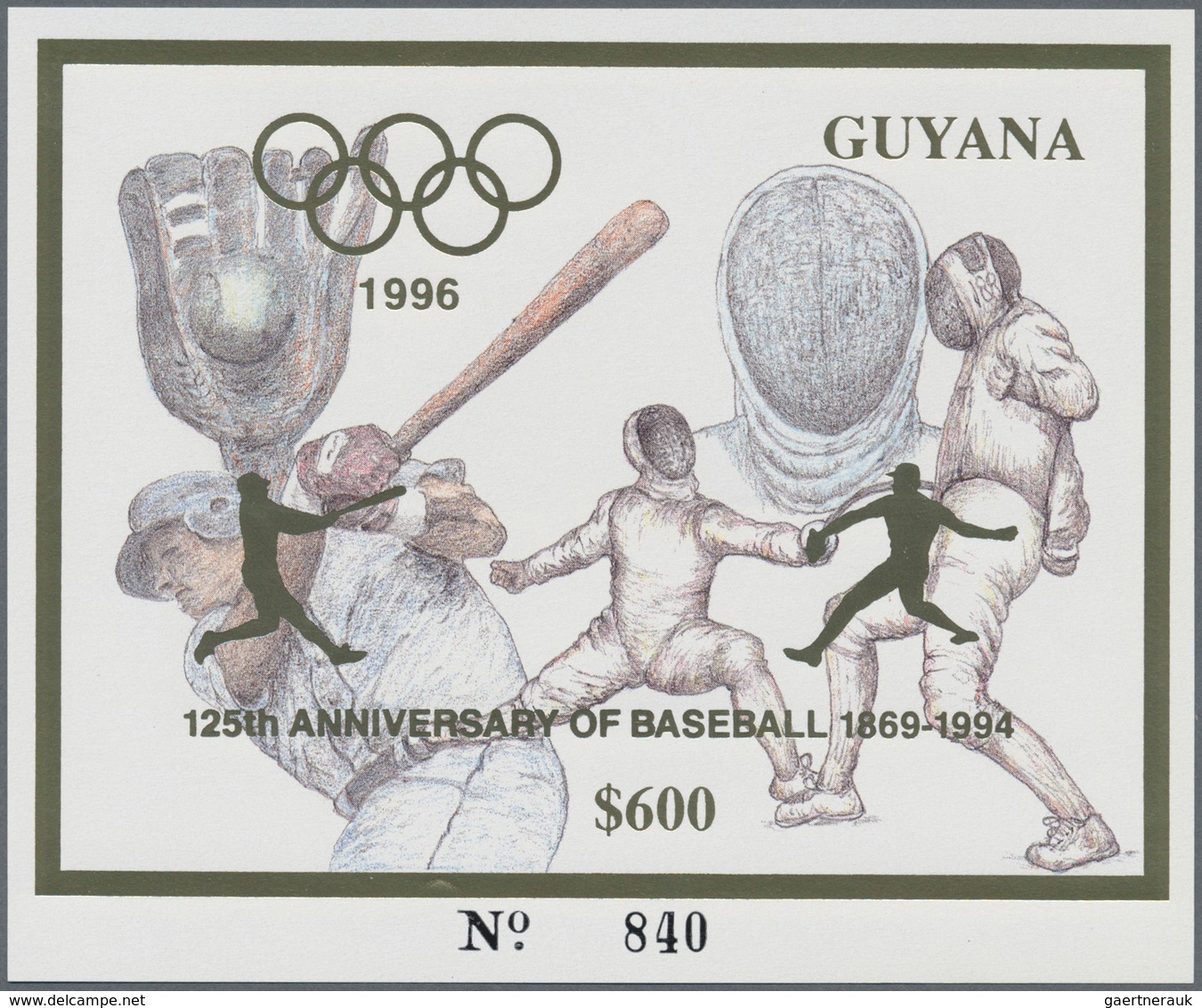 25564 Thematik: Sport-Baseball / Sport-baseball: 1993, Guyana. Set Of 100 GOLD Souvenir Sheets And 100 SIL - Base-Ball