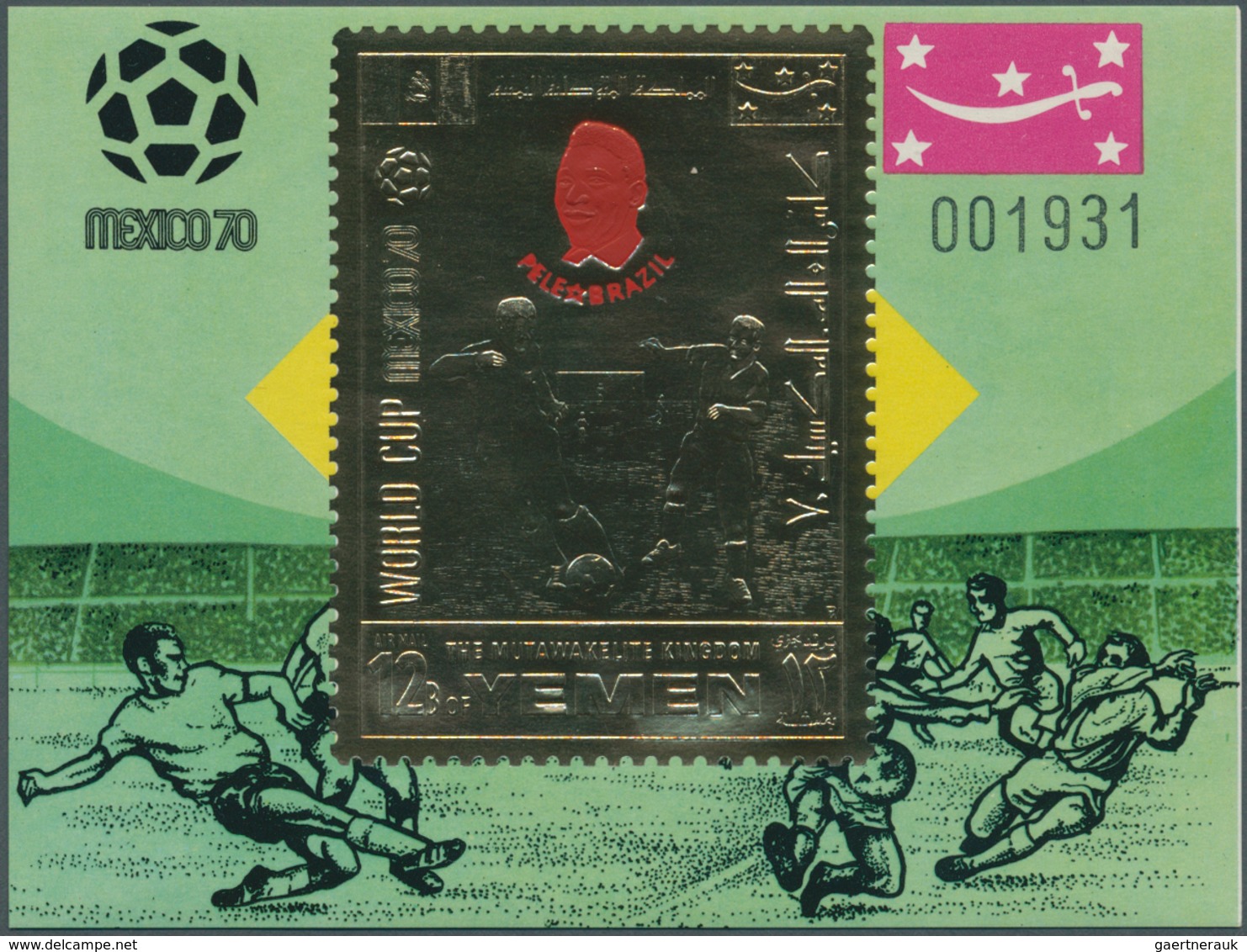 25584 Thematik: Sport-Fußball / Sport-soccer, Football: 1969, Yemen Kingdom GOLD ISSUE "Football World Cha - Autres & Non Classés