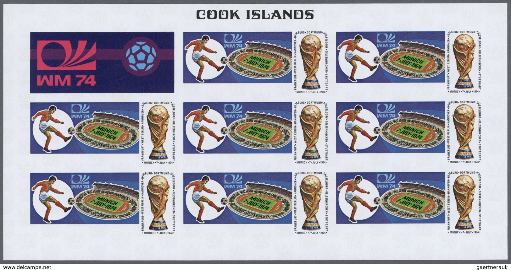 25599 Thematik: Sport-Fußball / Sport-soccer, Football: 1974, Cook Islands. Progressive Proofs Set Of Shee - Autres & Non Classés