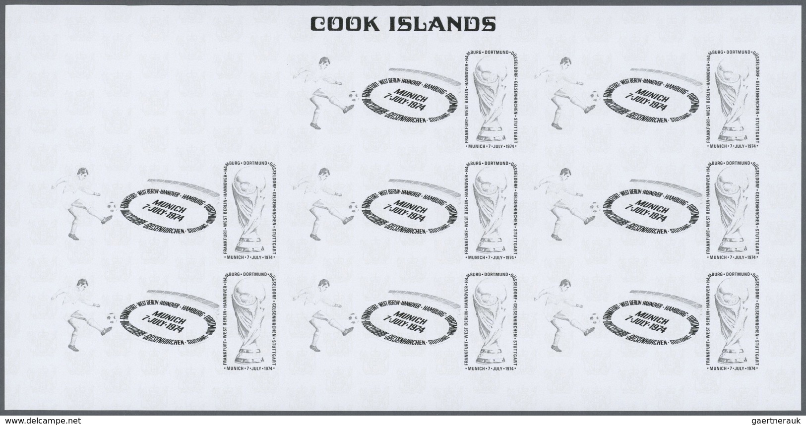 25599 Thematik: Sport-Fußball / Sport-soccer, Football: 1974, Cook Islands. Progressive Proofs Set Of Shee - Autres & Non Classés