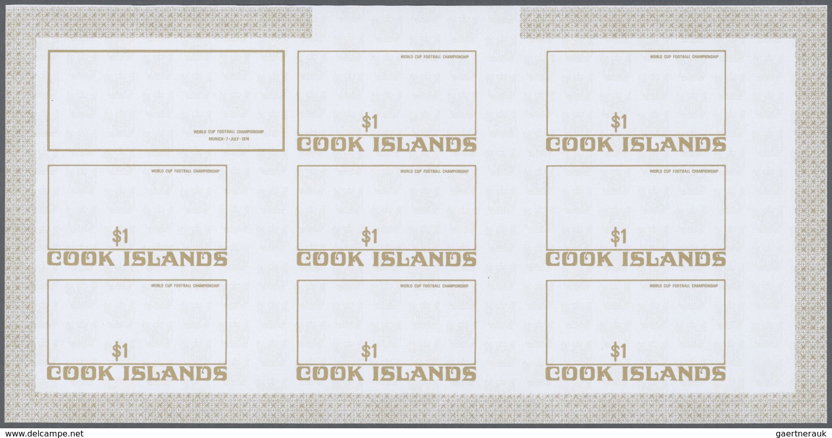 25599 Thematik: Sport-Fußball / sport-soccer, football: 1974, Cook Islands. Progressive proofs set of shee