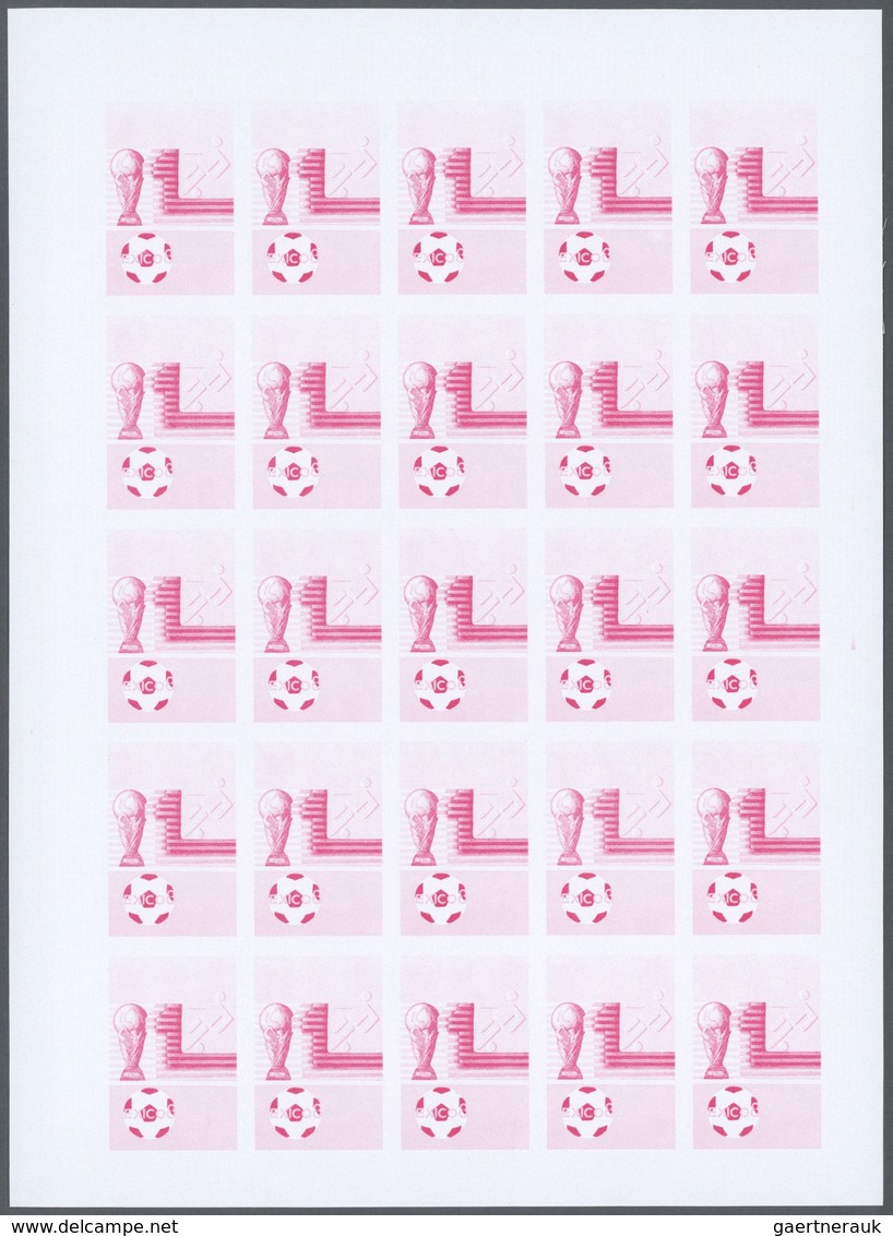 25609 Thematik: Sport-Fußball / sport-soccer, football: 1986, Morocco. Progressive proofs set of sheets fo