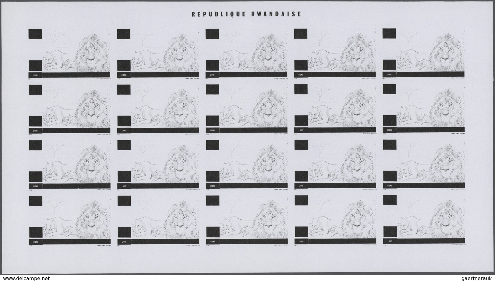 25663 Thematik: Tiere, Fauna / animals, fauna: 1972, Rwanda. Progressive proofs set of sheets for the comp