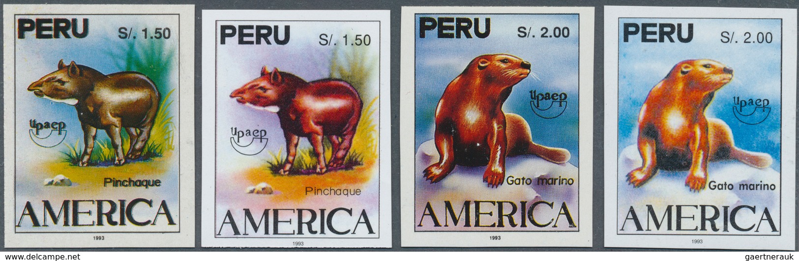 25673 Thematik: Tiere, Fauna / Animals, Fauna: 1993, PERU: Animals IMPERFORATE Set Of Two For UPAEP With 1 - Autres & Non Classés