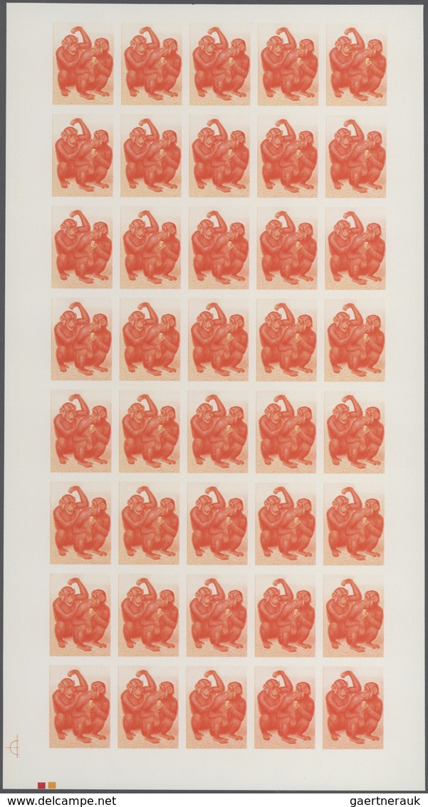 25684 Thematik: Tiere-Affen / Animals-monkeys: 1970, Rwanda. Progressive Proofs Set Of Sheets For The Comp - Singes