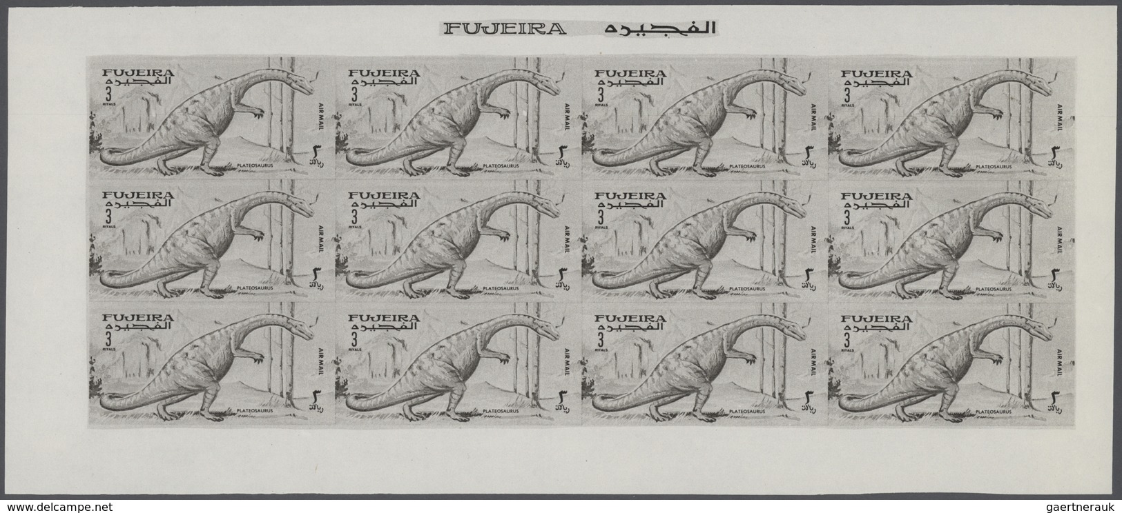 25686 Thematik: Tiere-Dinosaurier / Animals-dinosaur: 1968, Fujeira. Progressive Proofs Set Of Sheets For - Préhistoriques