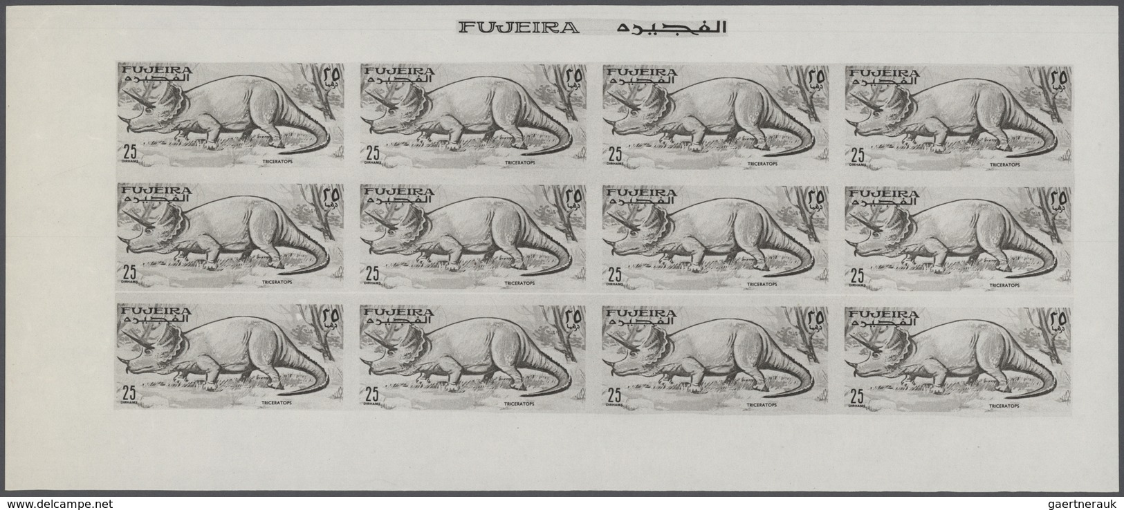 25687 Thematik: Tiere-Dinosaurier / Animals-dinosaur: 1968, Fujeira. Progressive Proofs Set Of Sheets For - Préhistoriques