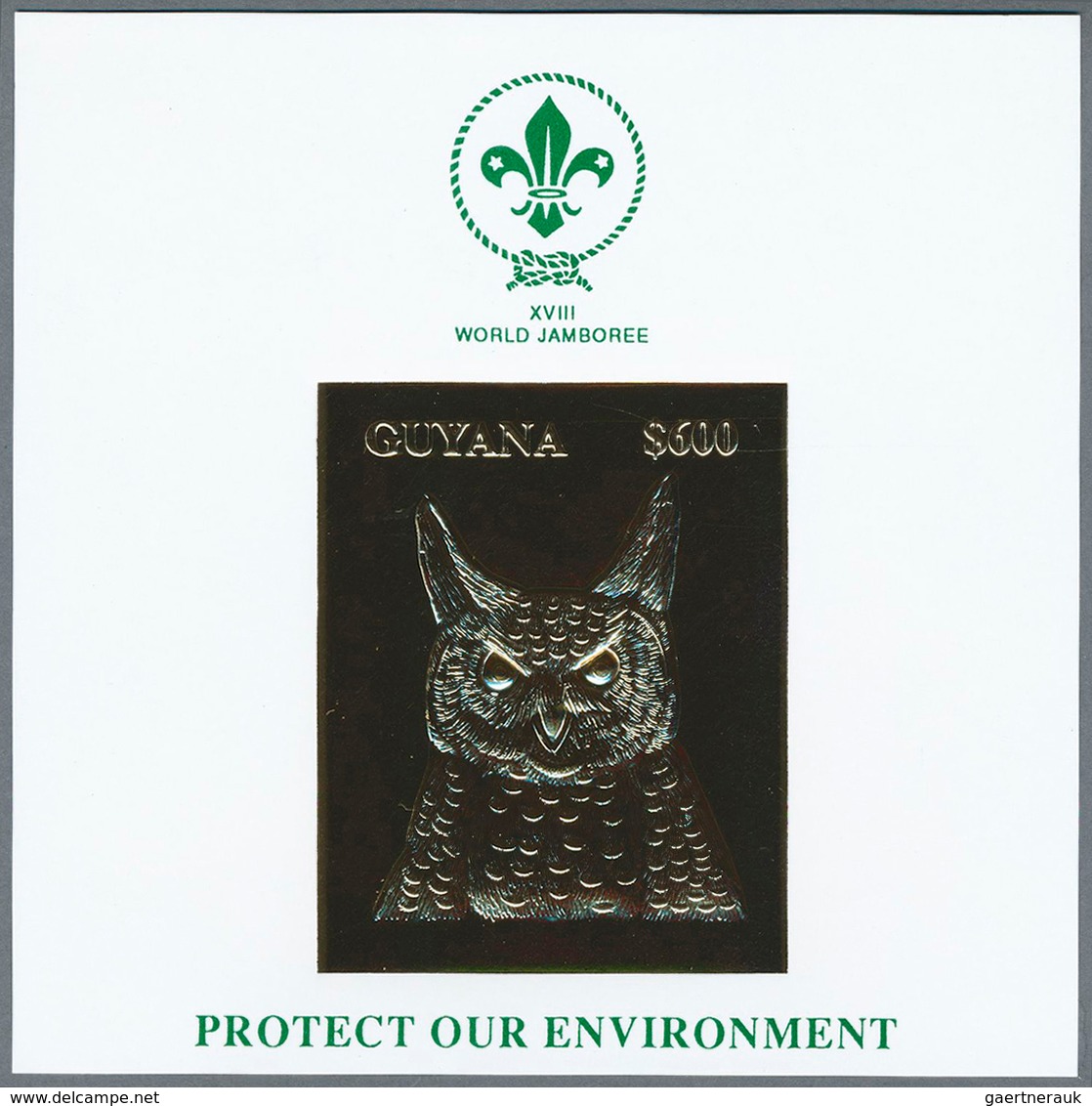 25694 Thematik: Tiere-Eulen / Animals-owls: 1993, Guyana. Lot Of 40 GOLD Souvenir Sheets And 40 SILVER Sou - Hiboux & Chouettes