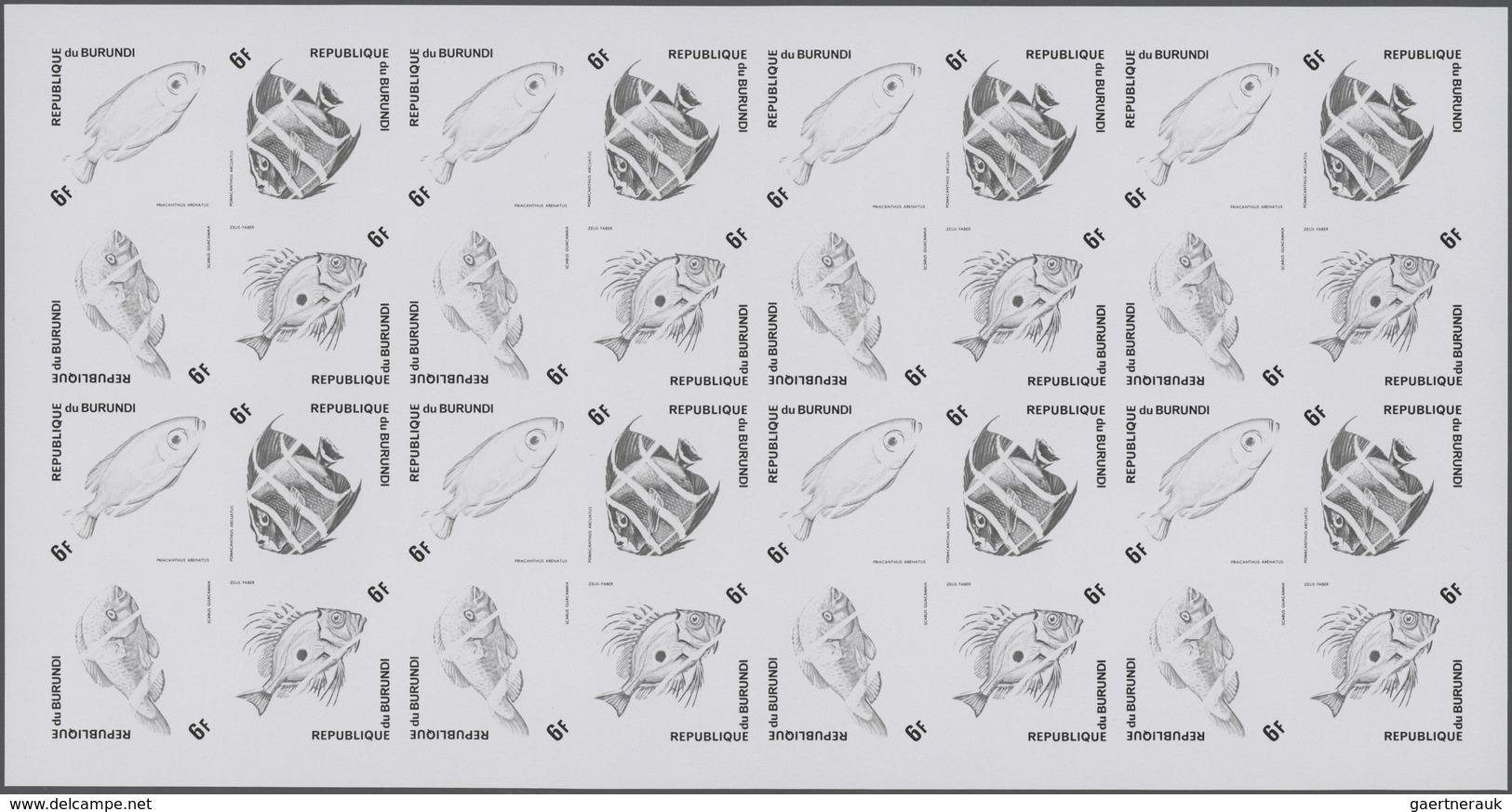 25704 Thematik: Tiere-Fische / Animals-fishes: 1974, Burundi. Progressive Proofs Set Of Sheets For The Air - Poissons