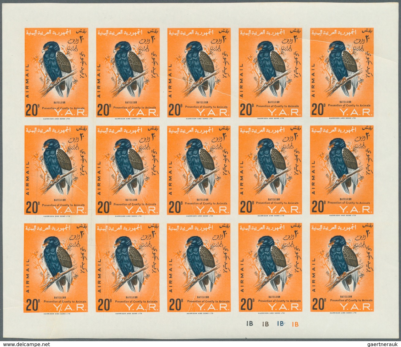 25706 Thematik: Tiere-Greifvögel / Animals-birds Of Prey: 1966, Yemen, 20b. "Bataleur" With Bilingual Over - Aigles & Rapaces Diurnes