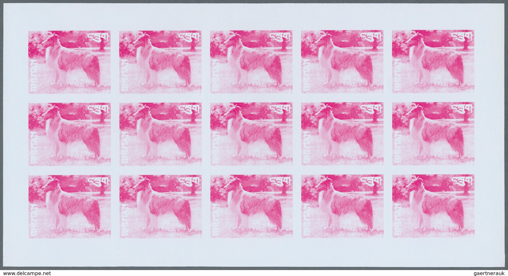 25712 Thematik: Tiere-Hunde / animals-dogs: 1973, Bhutan. Progressive proofs set of sheets for the complet