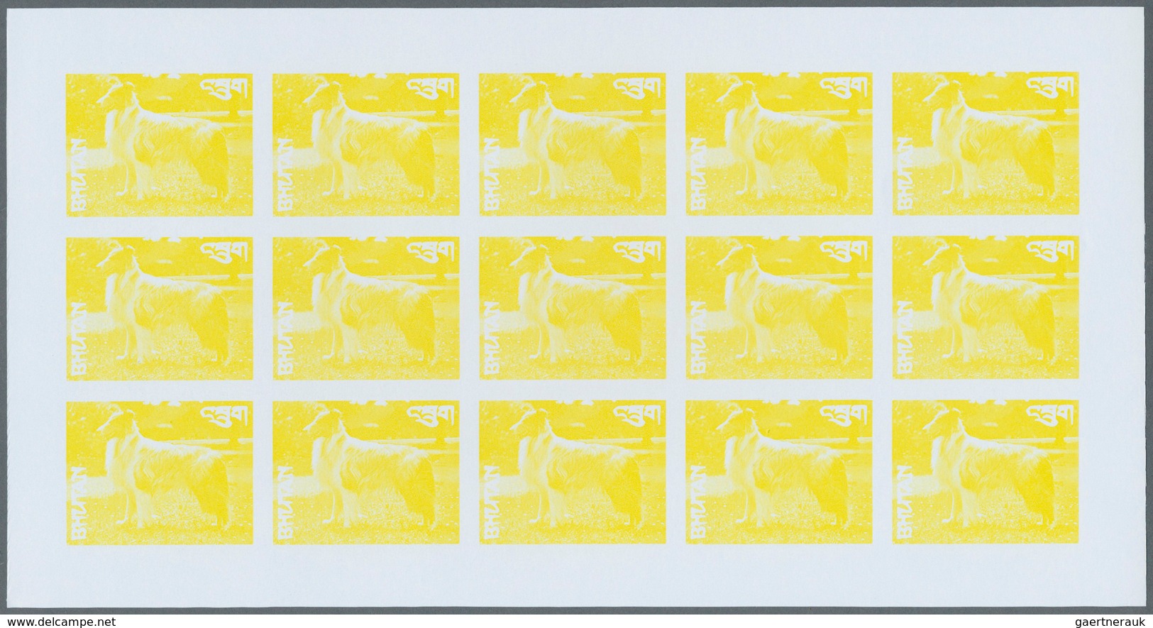 25712 Thematik: Tiere-Hunde / animals-dogs: 1973, Bhutan. Progressive proofs set of sheets for the complet