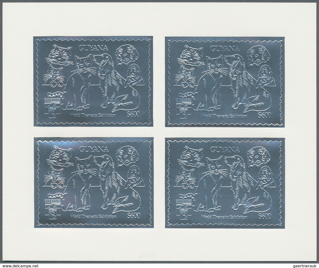 25715 Thematik: Tiere-Hunde / Animals-dogs: 1992, Guyana. Lot Containing 45 GOLD Miniature Sheets Of 4 And - Chiens