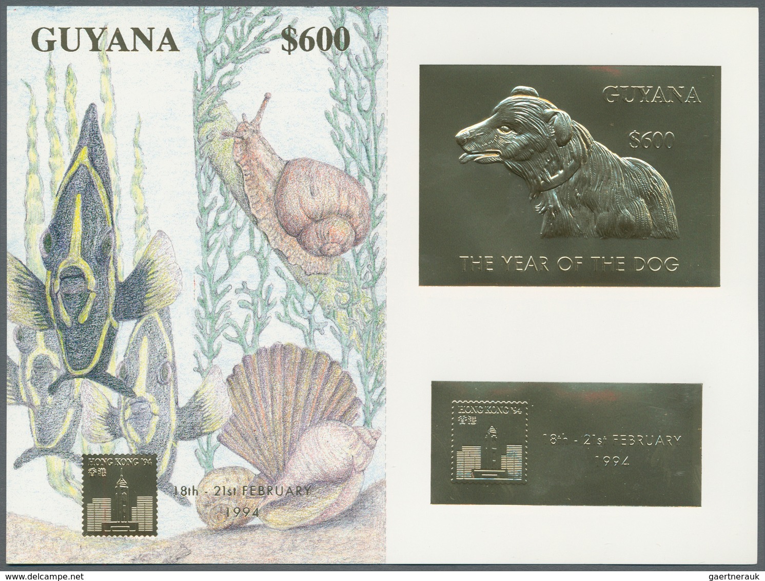 25718 Thematik: Tiere-Hunde / Animals-dogs: 1994, Guyana. Lot With 25 Complete Sets à 4 Souvenir Sheets "S - Chiens