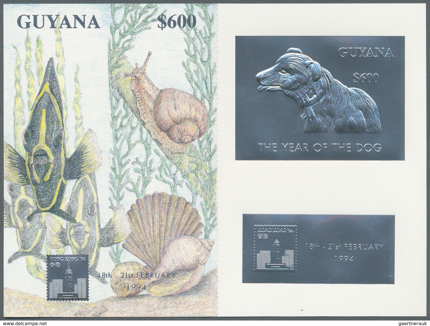 25718 Thematik: Tiere-Hunde / Animals-dogs: 1994, Guyana. Lot With 25 Complete Sets à 4 Souvenir Sheets "S - Chiens