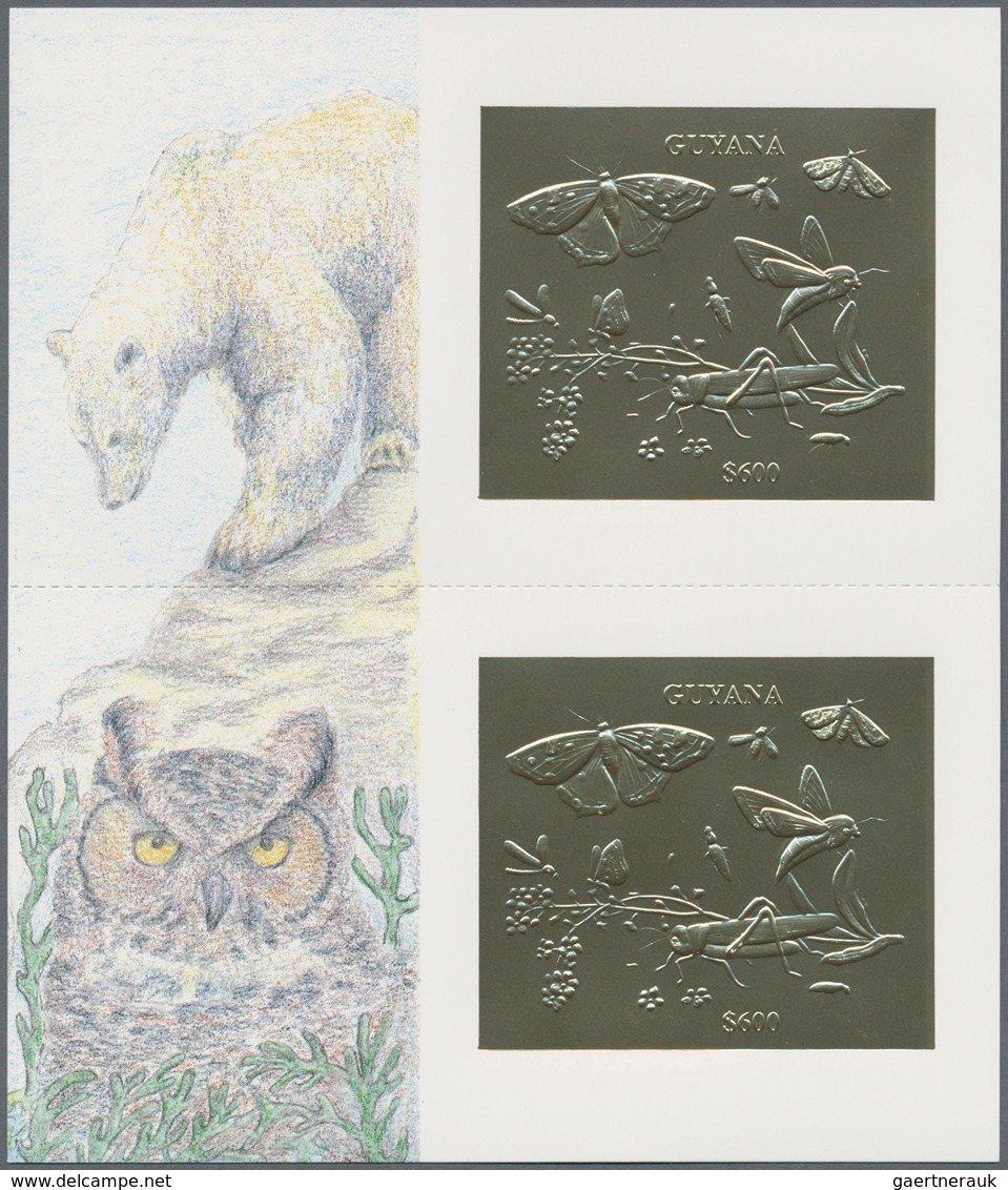 25723 Thematik: Tiere-Insekten / Animals-insects: 1994, Guyana. Set Of 50 GOLD Souvenir Sheets And 50 SILV - Autres & Non Classés