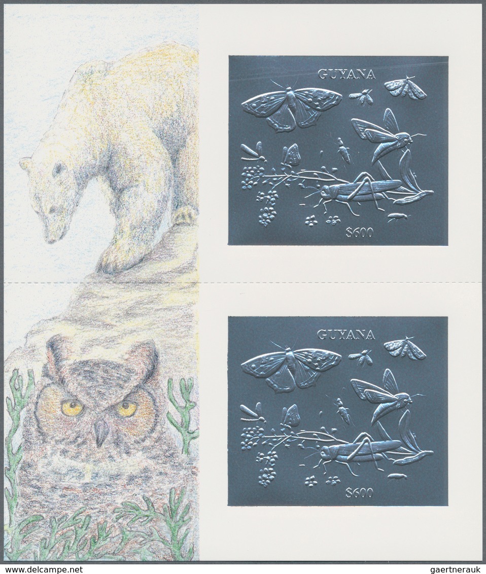 25723 Thematik: Tiere-Insekten / Animals-insects: 1994, Guyana. Set Of 50 GOLD Souvenir Sheets And 50 SILV - Autres & Non Classés